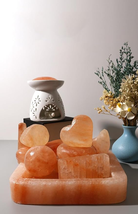 Moon Shape Himalayan Salt Massage Stones Hot Massage Cold Massage Stones Set - Image 9