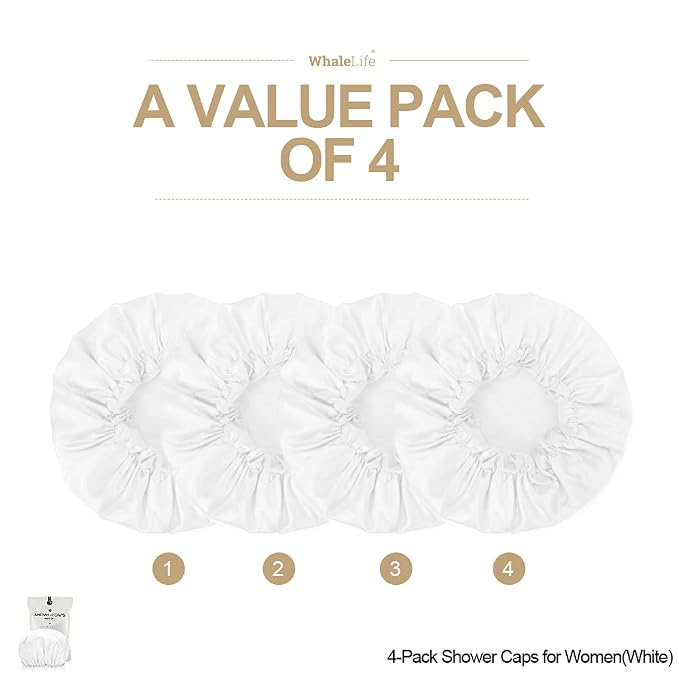 Shower Cap for Women Reusable Extra Large Shower Cap for Men Satin Double Layer - Image 2