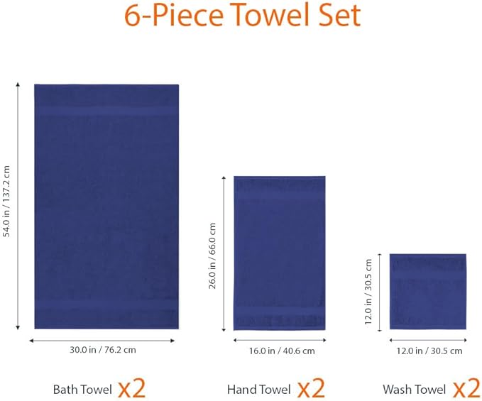 Amazon Basics 6-Piece Fade-Resistant 100% Cotton Towel Set, Soft and Absorbent - Image 9