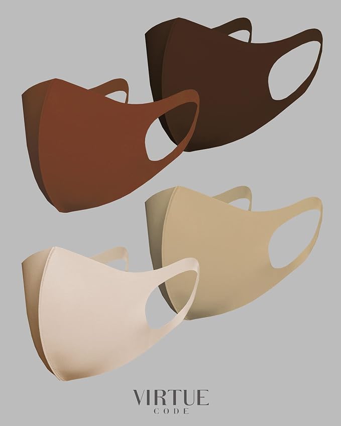 Virtue Code Second Skin Cloth Face Mask Pack. 4 Buttery Soft Masks Washable - Image 6
