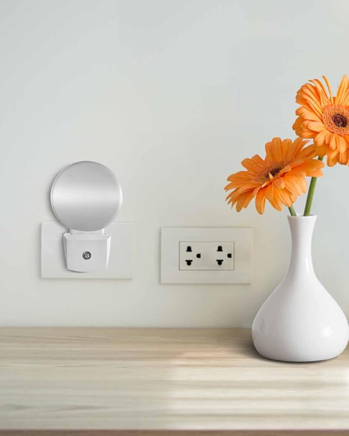 Night Lights Auto Sensor Grey Ombre Night Light Solid Color Round Lamp Plug-in - Image 4