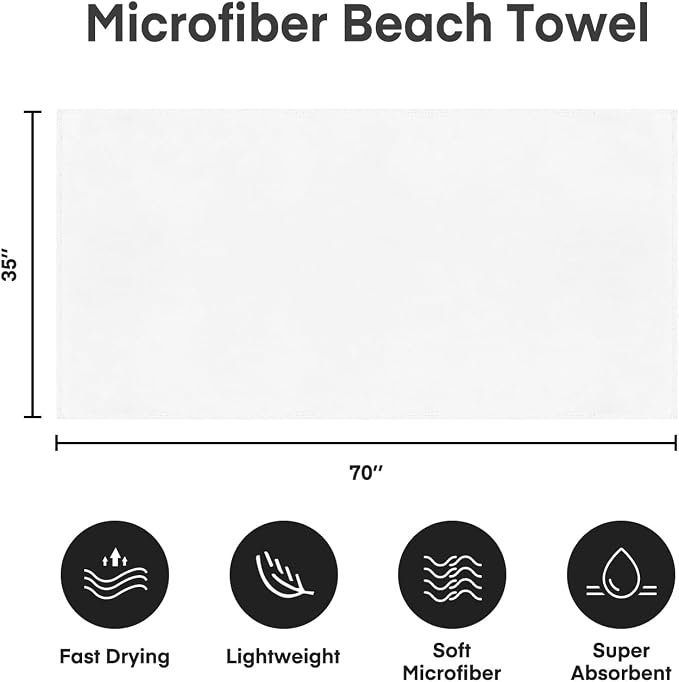 JML Microfiber Bath Towels, Bath Towel 2 Pack, Super Absorbent and Fast Drying - Image 2