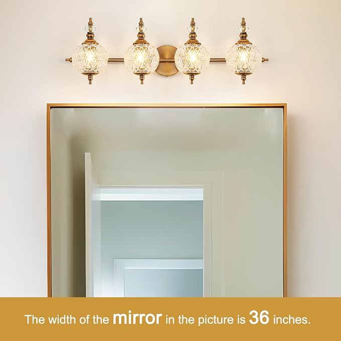 Brushed Gold Bathroom Vanity Light Fixture Vintage Style - Image 2