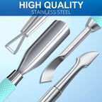 2PCS Metal Teal Cyan Cuticle Pusher and Cutter Remover Salon Stainless Steel - Image 6
