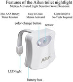 Toilet Night Light 2Pack by Ailun Motion Sensor Activated LED Light 8 Colors - Image 6
