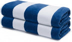 Velour Cabana Beach Towel 2 Pack, 30” x 60” Soft Plush Cotton Pool Towel by 9Threads