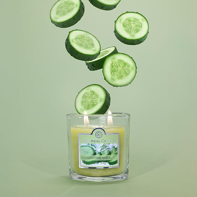 Colonial Candle Cucumber Fresca Scented Jar Candle, 2 Wick, 3.5 oz, Mottled Wax - Image 8