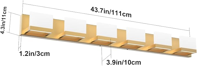 Tipace Gold Vanity Lights for Bathroom Modern LED 6 Lights Bathroom Vanity - Image 9