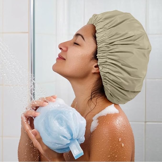Reusable Shower Cap for Women, Large Waterproof Shower Bonnet - Image 4