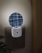 Night Lights Auto Sensor Navy Blue Checked Plaid Night Light Minimalist Grid - Image 3
