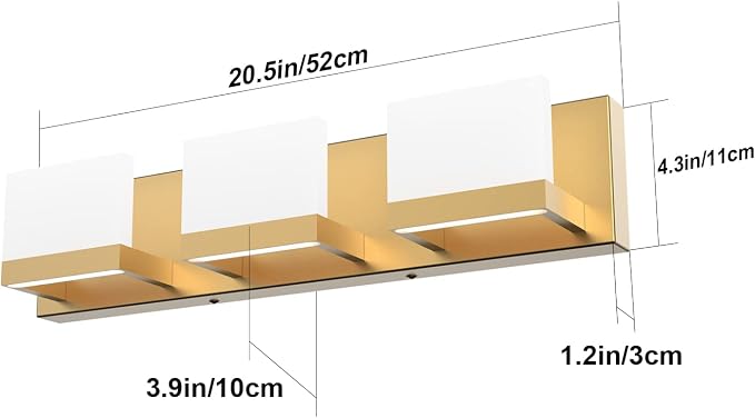 Tipace Gold Bathroom Vanity Light Fixtures Modern LED 3 Lights Vanity Light - Image 8
