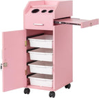 Modern Styling Station Cart for Hair Stylist, Wooden Hair Salon Station Storage by Unknown