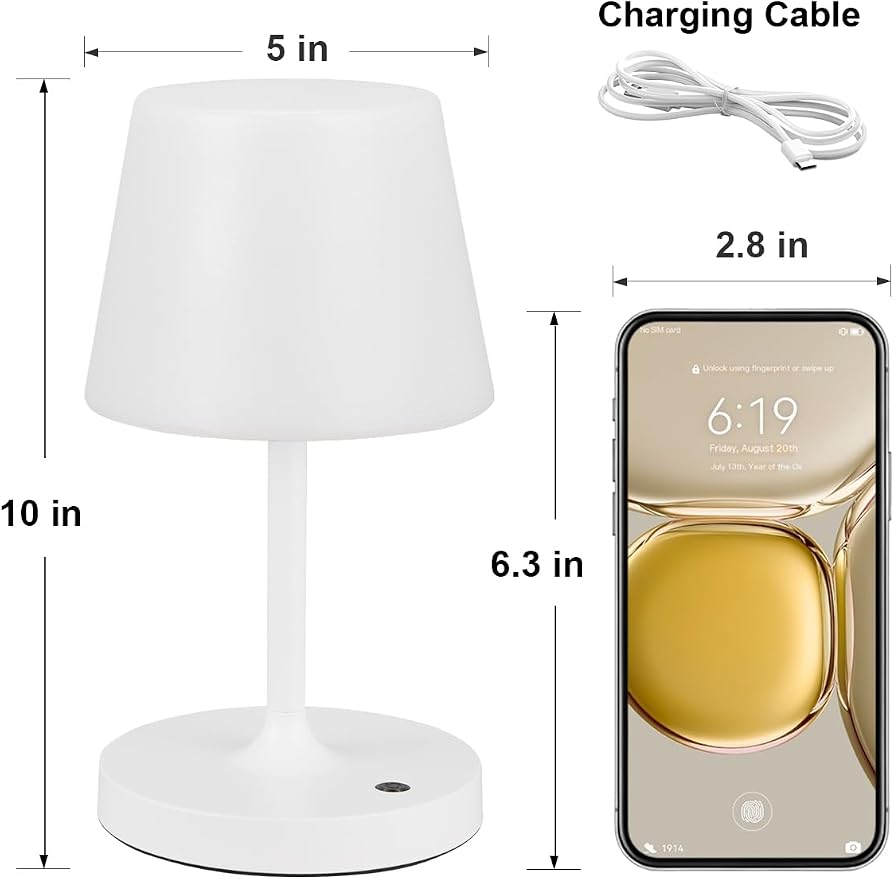 Kakanuo White Cordless Shower Lamp Waterproof, Rechargeable Table Lamp - Image 6