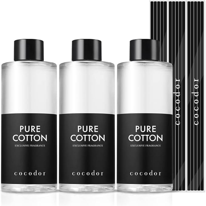 COCODOR Reed Diffuser Oil Refill/Pure Cotton/6.7oz/3 Pack/Aroma Therapy by COCODOR