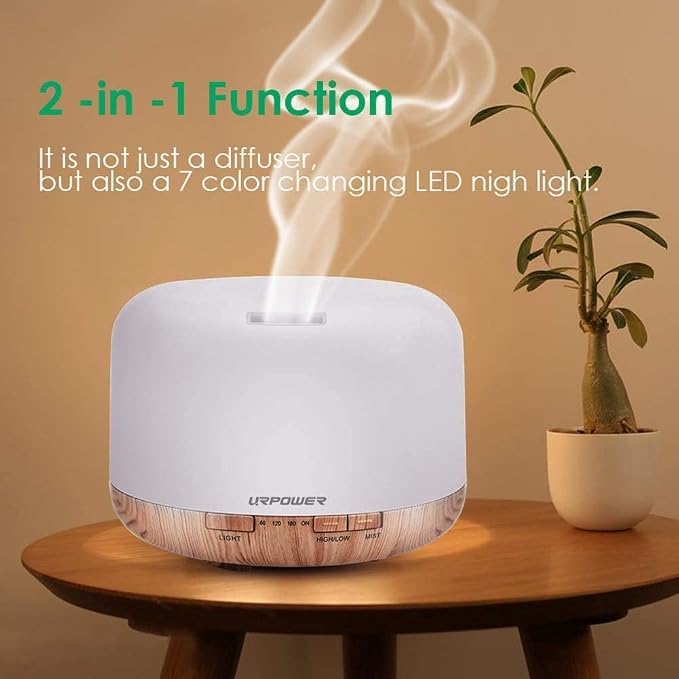 URPOWER 500ml Aromatherapy Essential Oil Diffuser Humidifier Room Decor Lighting - Image 6