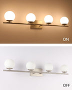 New Bathroom Vanity Light Fixtures 4 Lights Brushed Nickel Glass Shade Modern - Image 5