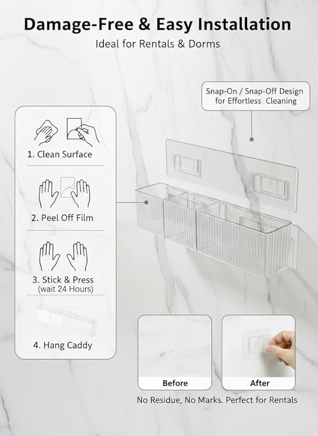 [2-Pack 14" Extra Long Slim Bathroom Organizer, 2.3" Deep Wall Mounted Shelves - Image 6