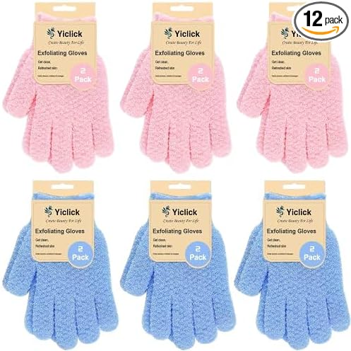 Yiclick 12Pcs Heavy Exfoliating Gloves, Body Scrub Glove by YiclickCreateBeautyforLife