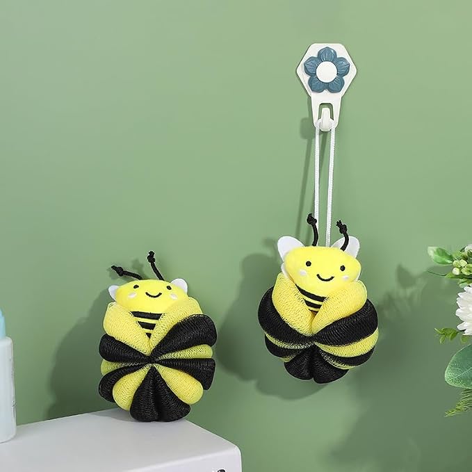 Ximimark 2 pcs Bee Loofah Sponge Cartoon Bee Bath Sponge Shower Sponge Balls - Image 6