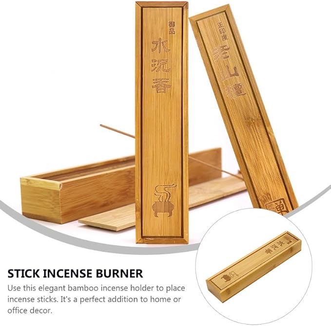 HEALLILY Bamboo Incense Stick Holder and Storage Box - Image 3