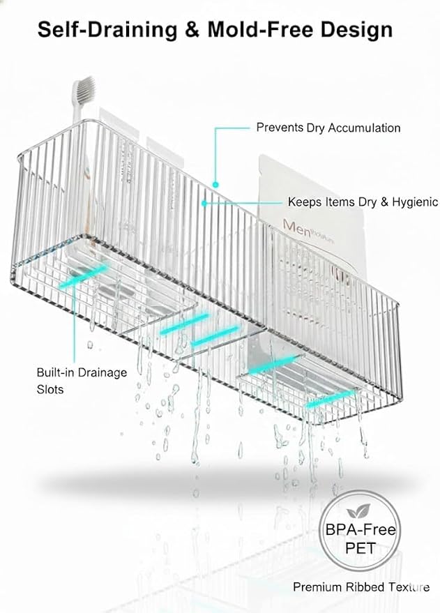 [2-Pack 14" Extra Long Slim Bathroom Organizer, 2.3" Deep Wall Mounted Shelves - Image 5