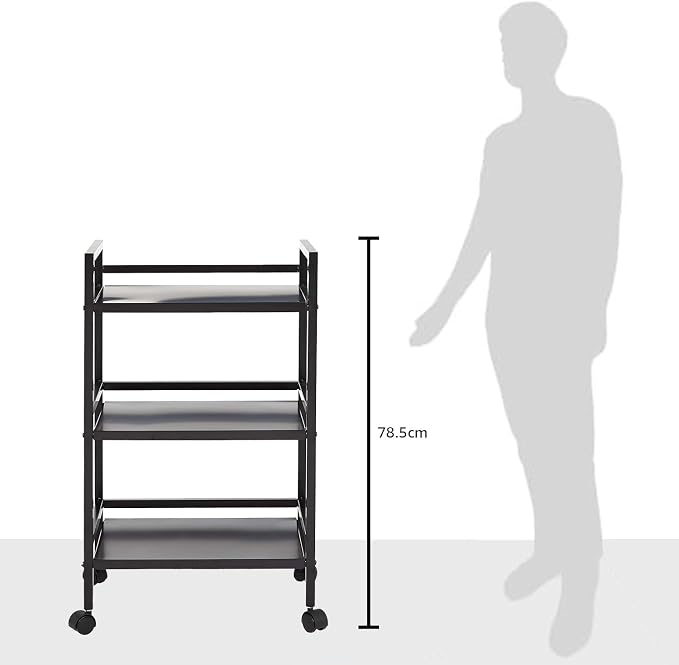 Amazon Basics 3-Tier Metal Rolling Utility Cart, Storage Organizer, Mobile - Image 7