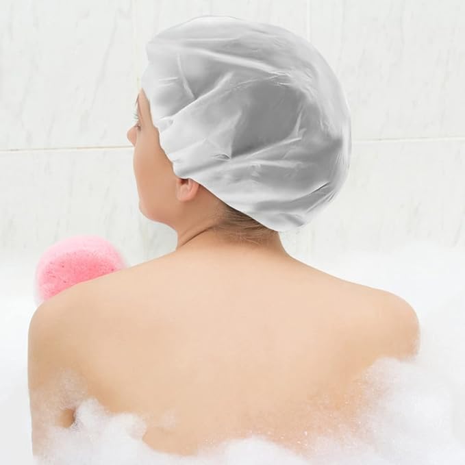 6 Pcs Shower Caps, Waterproof Bath Caps Plastic Reusable Shower Caps Elastic - Image 6