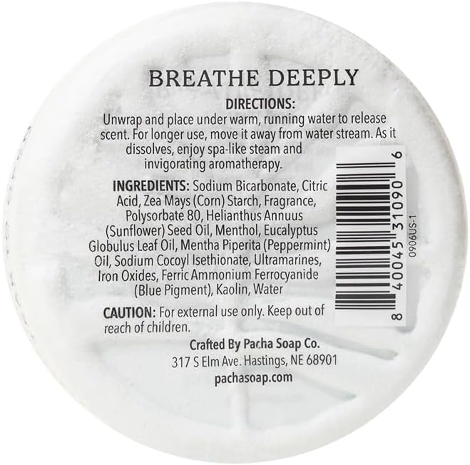 Pacha Soap Co. Shower Steamers – Breathe, Eucalyptus & Peppermint Scent - Image 4