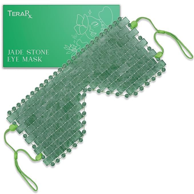 TeraRX® Jade Eye Mask for Facials – Authentic Jade Mask Beaded Facial Eye Covers by TeraRX