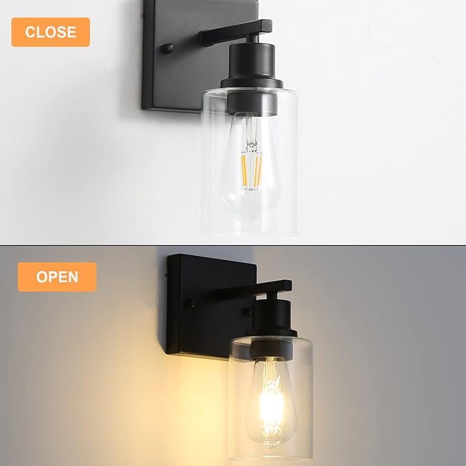 Bathroom Vanity Light Fixtures, 1-Light Matte Black Bathroom Lights, Wall - Image 4