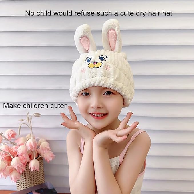 Animal Hair Drying Towel Caps, Cute Children Hair Drying Wrap as Gift - Image 5