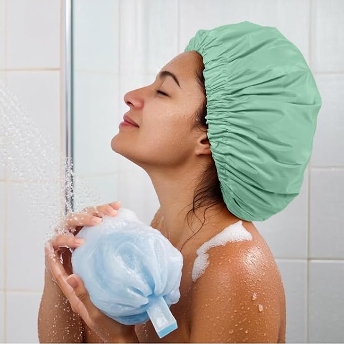 Reusable Shower Cap for Women, Large Waterproof Shower Bonnet - Image 4