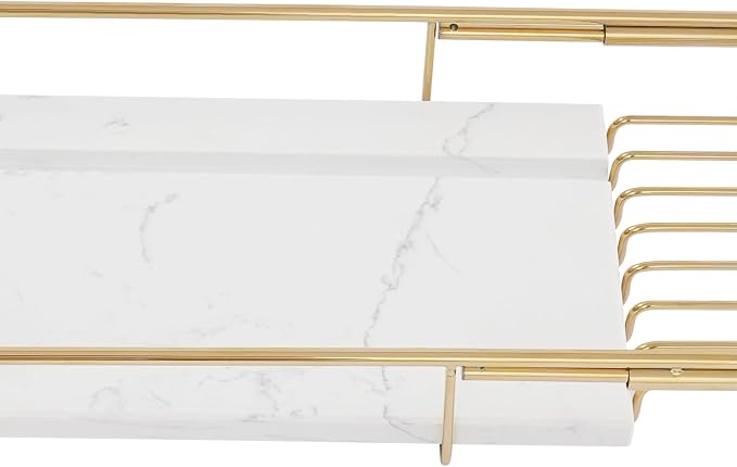 Stainless Steel Bathtub Tray, Expandable Marble Bath Tray - Image 5