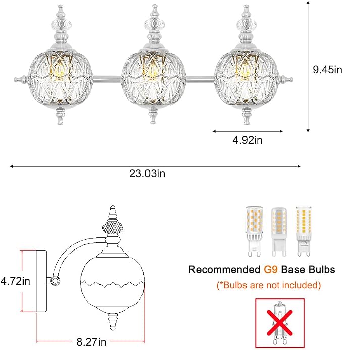 Brushed Nickel Bathroom Vanity Light Fixture Vintage Style - Image 5