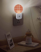Night Lights Auto Sensor Orange Checked Plaid Night Light Minimalist Grid Lines - Image 5