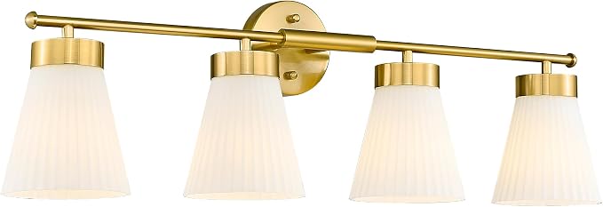 Bathroom Light Fixtures Brushed Gold, HWH 4 Light Vanity Lights Over Mirror by HWHINVESTMENT