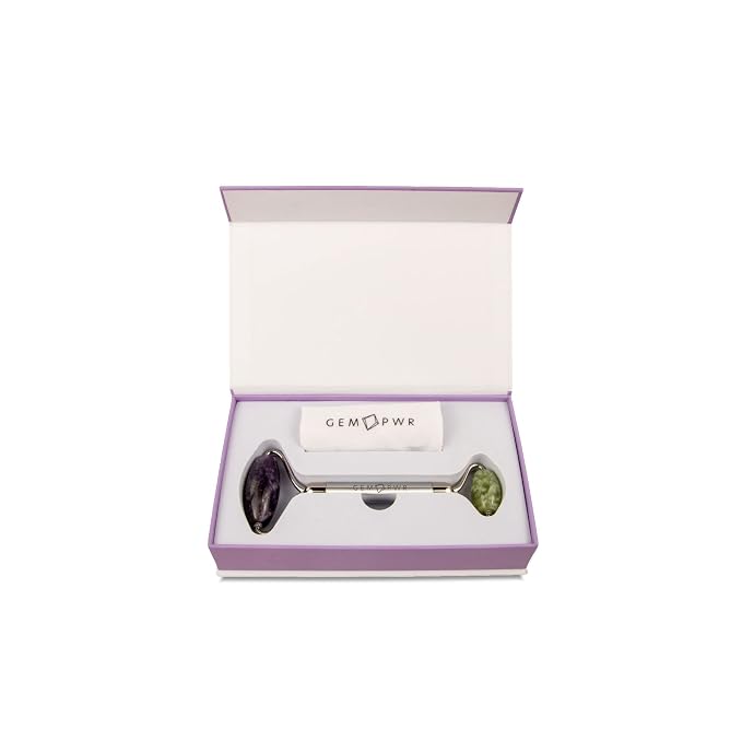Amethyst + Jade Roller for Face and Neck Massage, Dual Gemstones - Image 6