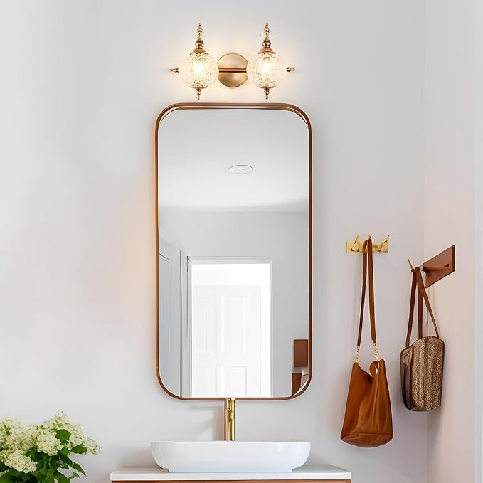 Brushed Antique Brass Bathroom Vanity Light Fixture Vintage Style - Image 8