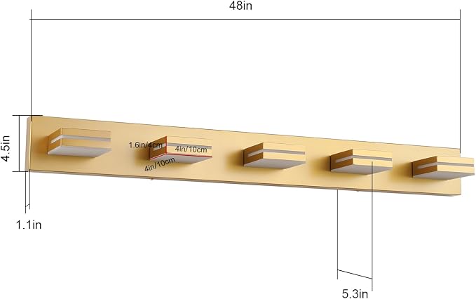 SineRise LED Modern Bathroom Vanity Light Fixtures, Matte Gold Modern Acrylic - Image 6