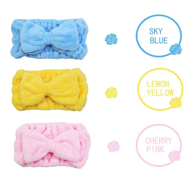 Chloven 7 Pcs Microfiber Bowtie Oversized Headbands Facial Makeup Headband - Image 5