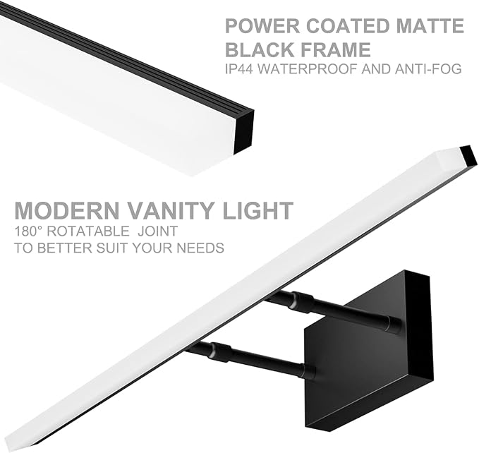 Aipsun 31.5 inch Modern Black Vanity Light Adjustable Bathroom Light Fixtures - Image 5
