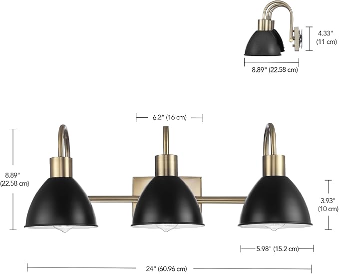 GLOBE Electric 63000058 5-Piece All-in-One Bathroom Accessory Set, Brass & Black - Image 5