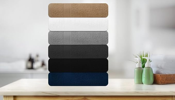 Large Bath Towels Pack of 6 – 24" x 50", 100% Cotton Terry – Soft, Quick-Dry & - Image 4