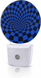 Night Lights Auto Sensor Blue Black Checker Night Light 3D Abstract Mosaic by Home+L6