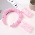 Spa Headband and Wristband Set for Women, Terry Cloth Sponge Headband for - Image 4