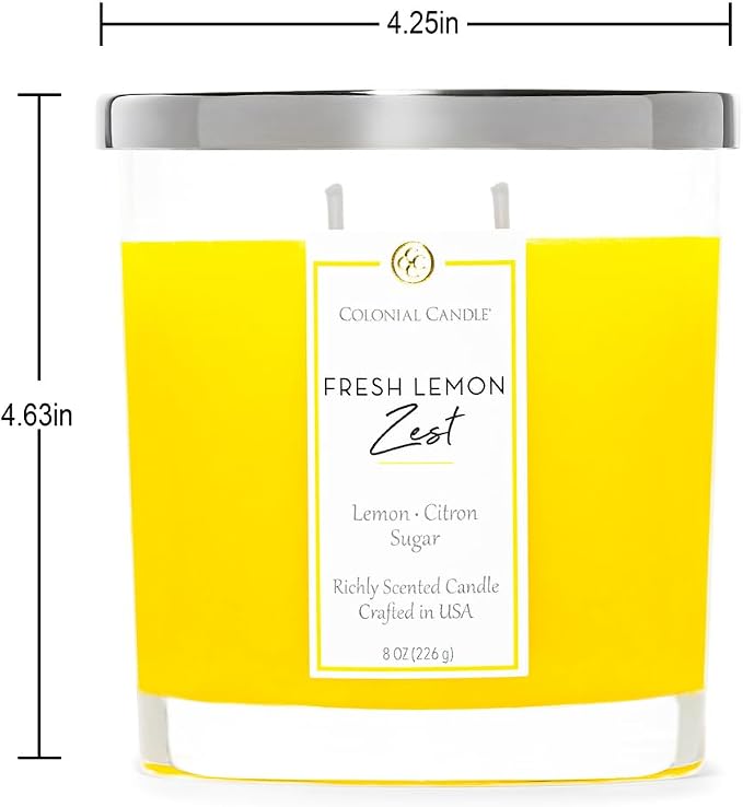 Colonial Candle Fresh Lemon Zest Scented Candle Jar, Highly Fragranced Candles - Image 4