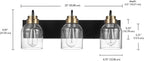 Globe Electric 63000200 22" 3-Light Vanity Light, Matte Black, Matte Brass - Image 8