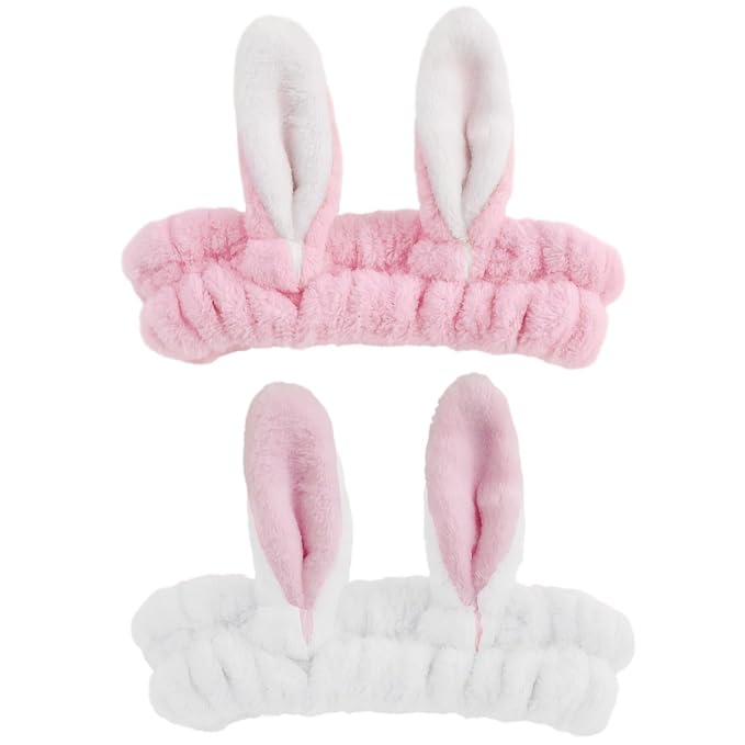 musejoy 2 Pcs Headband Bunny Ears Headband, Cute Spa Headbands by musejoy