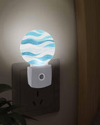Night Lights Auto Sensor Teal Blue Ocean Waves Night Light Abstract Mountain - Image 3