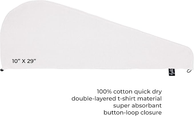 Elizabeth Roberts 100% Cotton T Shirt Hair Towel Wrap Plopping Essential Turban - Image 3